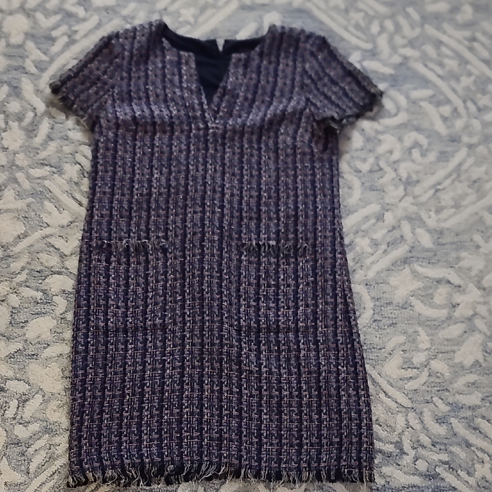 Ann Taylor Navy, Gold, and Orange Tweed Mini Dress